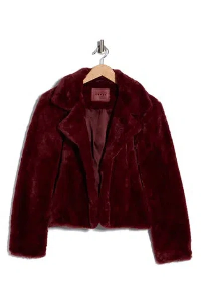 Blanknyc Faux Fur Crop Jacket In Burgundy