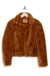 Blanknyc Faux Fur Crop Jacket In Milk Chocolate