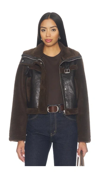 Blanknyc Faux Fur Cropped Jacket In Brown