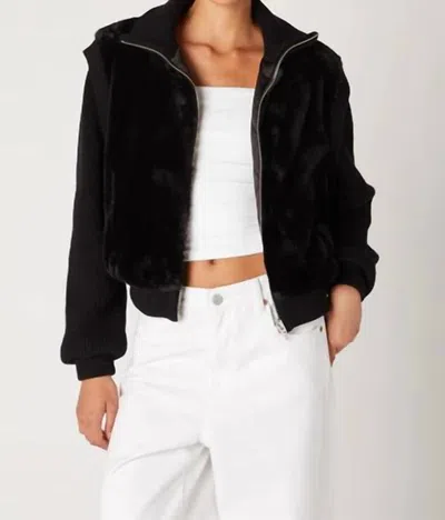 Blanknyc Faux Fur Knit Bomber Jacket In Black