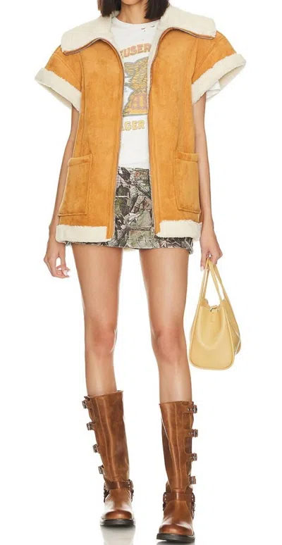 Blanknyc Faux Shearling Vest In Gold