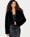 Blanknyc Faux Fur Women's Collarless Jacket In Black