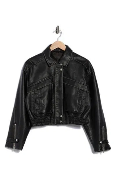 Blanknyc Faux Leather Bomber Jacket In Black