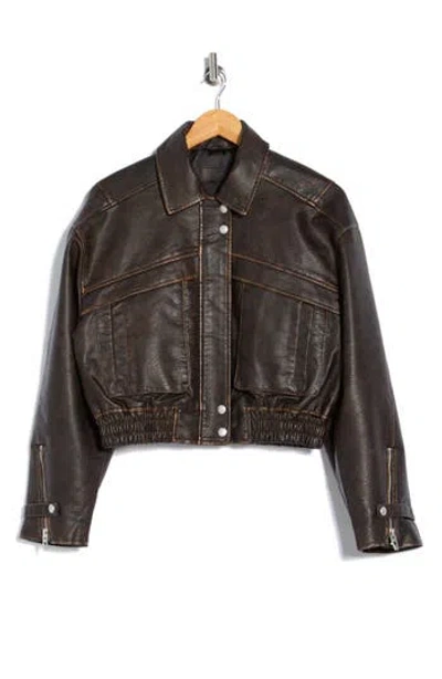Blanknyc Faux Leather Bomber Jacket In Brown