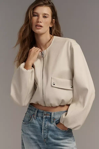 Blanknyc Faux Leather Bomber Jacket In Neutral