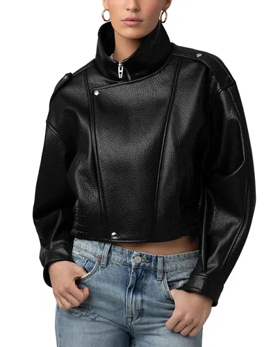 Blanknyc Faux Leather Funnel Collar Bomber Jacket In Black