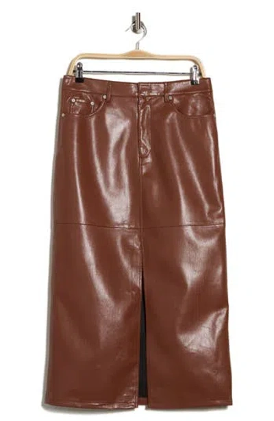 Blanknyc Faux Leather Midi Skirt In Brown