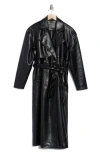Blanknyc Faux Leather Trench Coat In Black