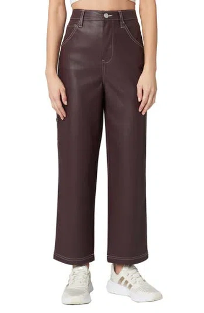 Blanknyc Faux Leather Utility Pants In Wine And Dine