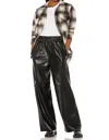BLANKNYC FAUX LEATHER WIDE LEG PANTS IN OFF THE RECORD