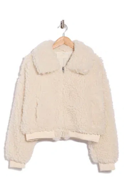 Blanknyc Faux Shearling Bomber Jacket In Metallic