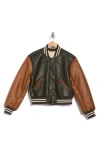 Blanknyc Faux Shearling Lined Faux Leather Bomber Jacket In Multi