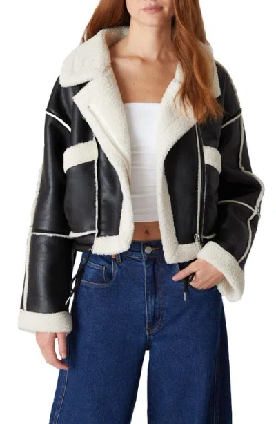 BLANKNYC BLANKNYC FAUX SHEARLING MOTO JACKET