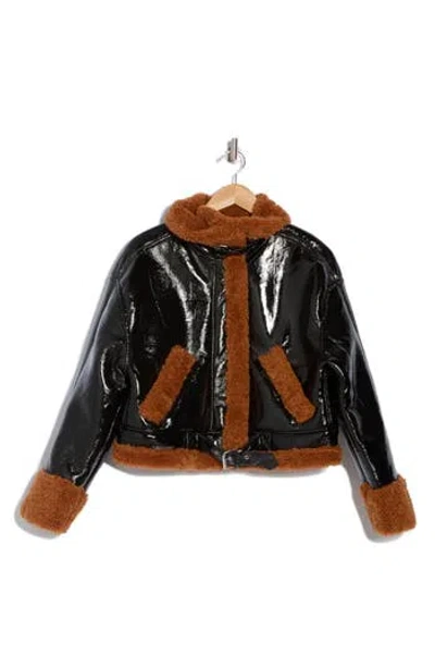 Blanknyc Faux Shearling Trim Moto Jacket In On Point