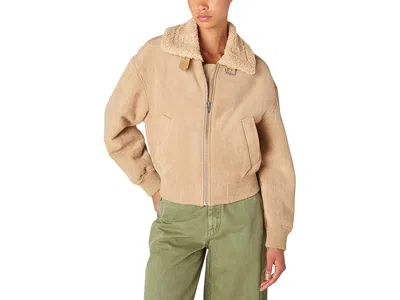 Blanknyc Faux Suede Bomber Jacket In Sand
