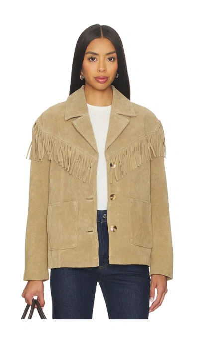 Blanknyc Faux Suede Fringe Jacket In Brown