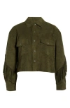 Blanknyc Faux Suede Fringe Jacket In Green
