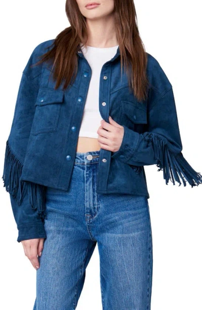 Blanknyc Faux Suede Fringe Jacket In In Too Deep