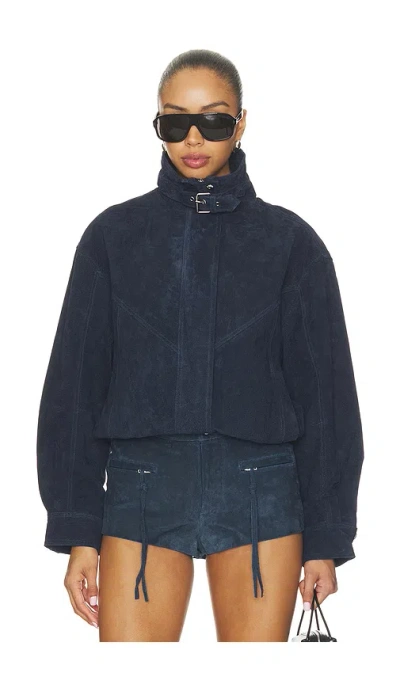 Blanknyc Faux Suede Jacket In Blue