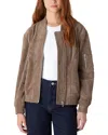 Blanknyc Faux Suede Bomber Jacket In Oyster She