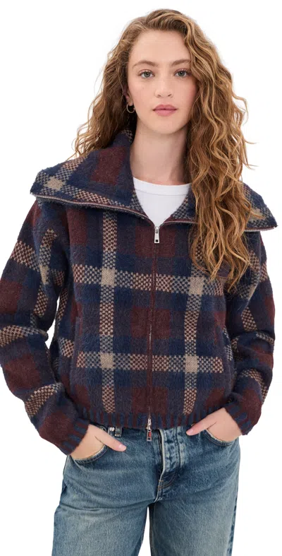 Blanknyc Field Day Bomber Jacket Burgundy In Multi