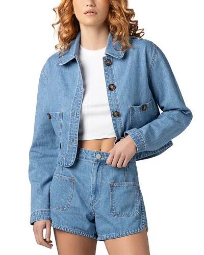 Blanknyc Finish Line Cropped Denim Jacket In Blue
