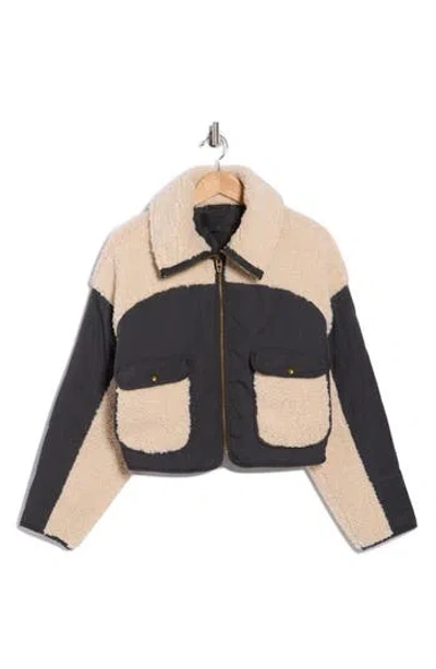 Blanknyc Fleece Trim Nylon Jacket In Neutral