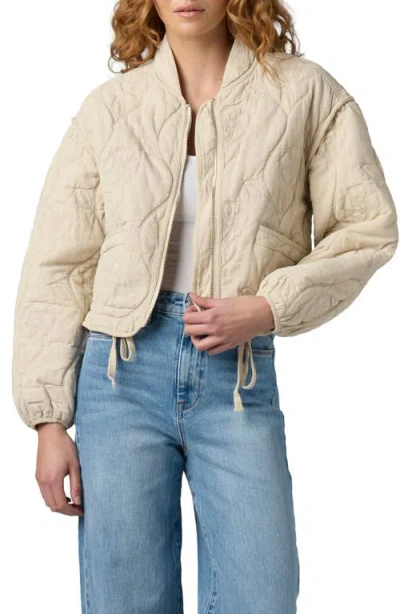 Blanknyc Floral Quilted Bomber Jacket In White