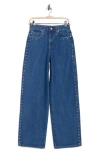Blanknyc Franklin Star Studded Rib Cage High Waist Wide Leg Jeans In Blue