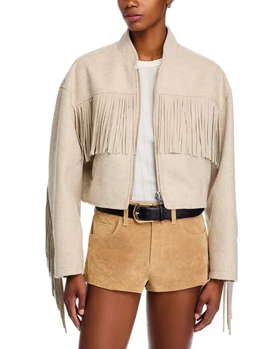 Blanknyc Fringe Crop Jacket In Neutral
