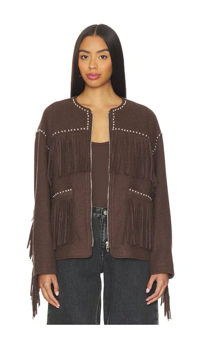 Blanknyc Fringe Jacket In Brown