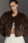 Blanknyc Gala Affair Faux-fur Crop Jacket In Brown