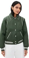 Blanknyc Game Face Bomber Jacker Olive In Olive