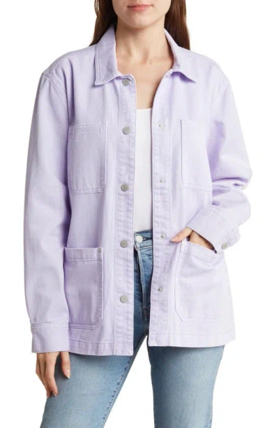 Blanknyc Garment Dyed Cotton Shacket In Lavender