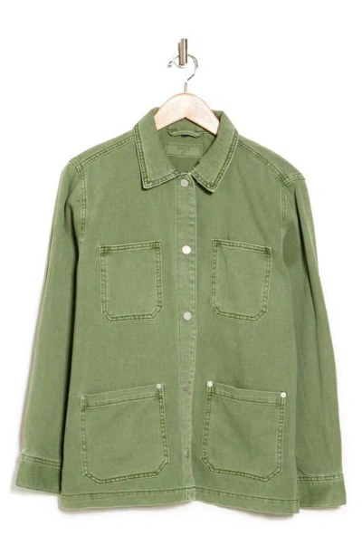 Blanknyc Garment Dyed Cotton Shacket In Olive