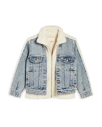 Blanknyc Girls' Faux Shearling & Denim Jacket - Big Kid In Bear Hug
