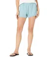BLANKNYC BLANKNYC GOIN STEADY SWEAT SHORTS WOMENS XS BLUE 100% LINEN ELASTIC WAIST JDM153