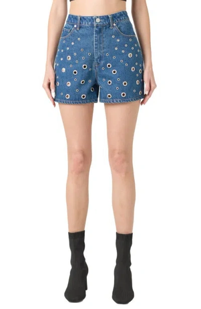 Blanknyc Grommet High Waist Denim Shorts In Silver Dreams