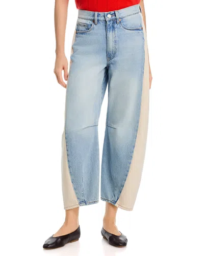 Blanknyc High Rise Barrel Leg Jeans In Self Care In Blue