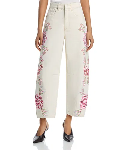 Blanknyc High Rise Barrel Leg Jeans In Spring Fling In White