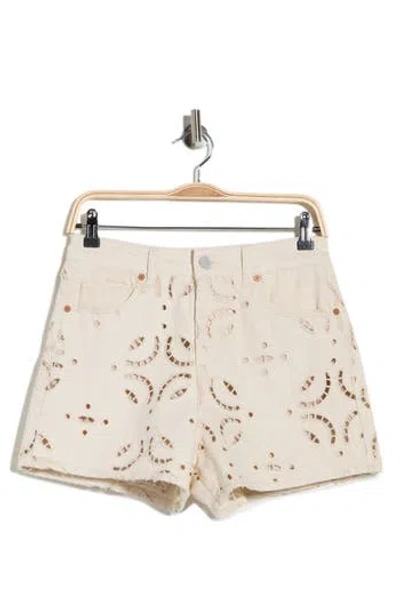 Blanknyc High Rise Eyelet Embroidered Denim Shorts In Multi