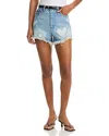Blanknyc High Rise Reeve Patchwork Denim Shorts In From The Heart