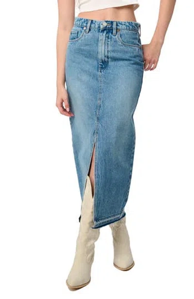 Blanknyc High Waist Front Slit Denim Skirt In Blue