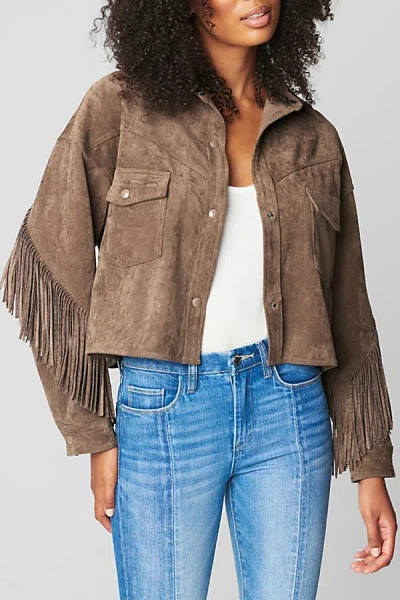 BLANKNYC HOT COCOA FRINGE FAUX SUEDE JACKET IN LIGHT BROWN, WOMEN'S AT URBAN OUTFITTERS
