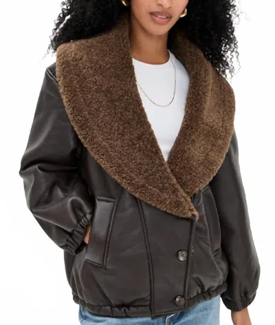 Blanknyc Icon Status Faux Leather Puffer Jacket In Sweet Talk Brown
