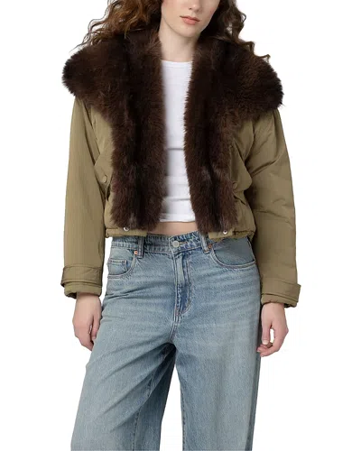 Blanknyc In Rotation Faux Fur Collar Jacket In Green