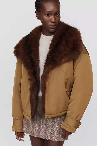 Blanknyc In Rotation Faux Fur Lined Jacket In Brown