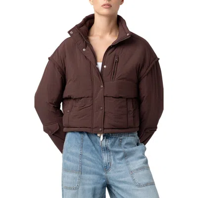 Blanknyc Insulated Crop Jacket In Brown