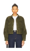 Blanknyc Faux Suede Fringe Jacket In Multi