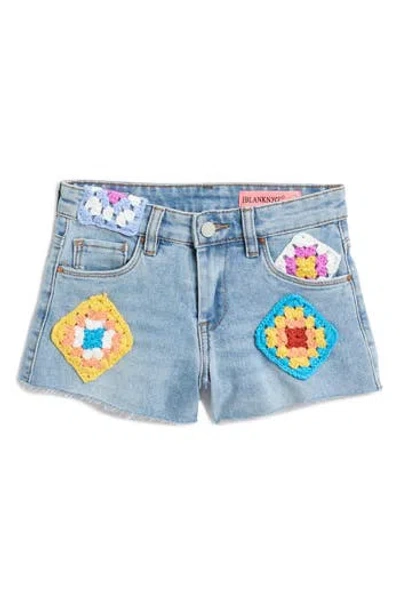 Blanknyc Kids' Crochet Patch Cutoff Denim Shorts In Wildest Rhythm